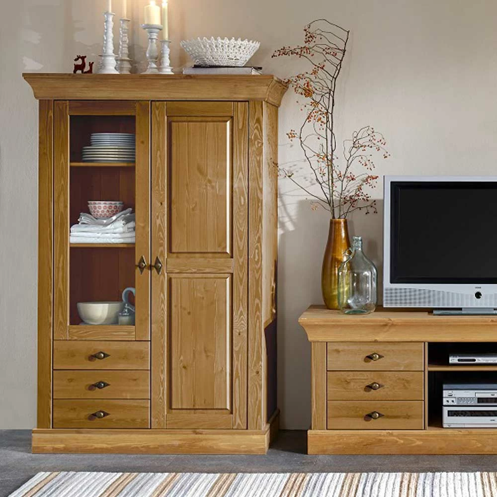 Landhaus Vitrine Piatra In Kiefer Natur Gelaugt – Bild 2