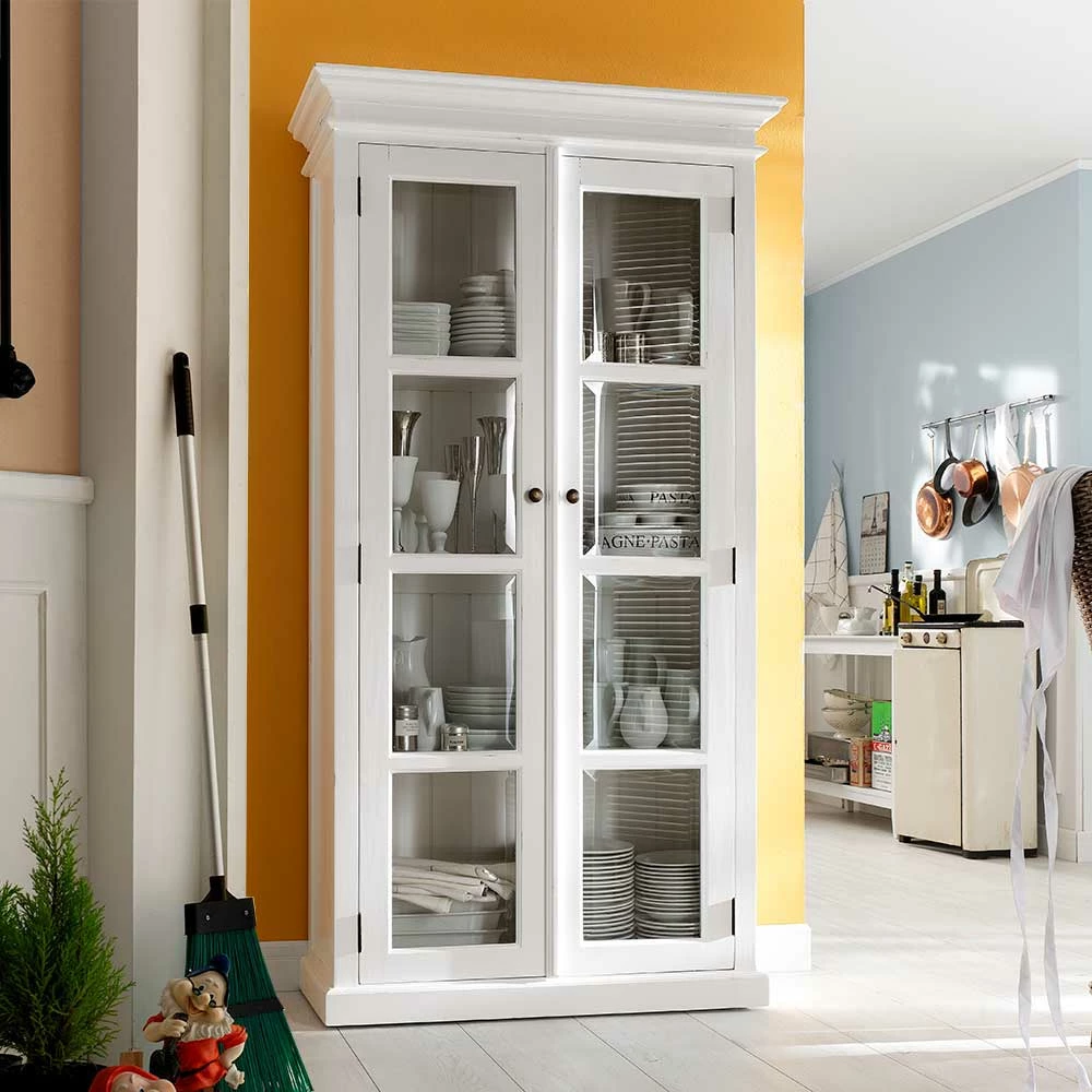 Landhaus Vitrine Mit Doppeltür Venzeno In Weiß – Bild 2