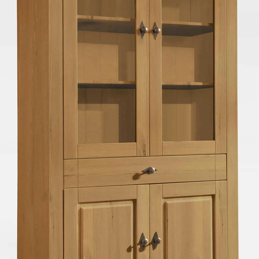 Landhaus Vitrinenschrank In Kiefer Lauge & Grau - Eshelas – Bild 5