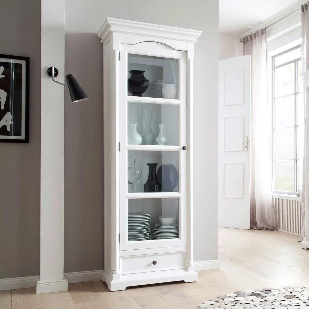 Landhaus Vitrinenschrank In Weiß Riadura 70cm Breit – Bild 2