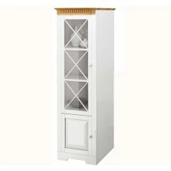 Landhaus Vitrinenschrank In Weiß & Kiefer - May