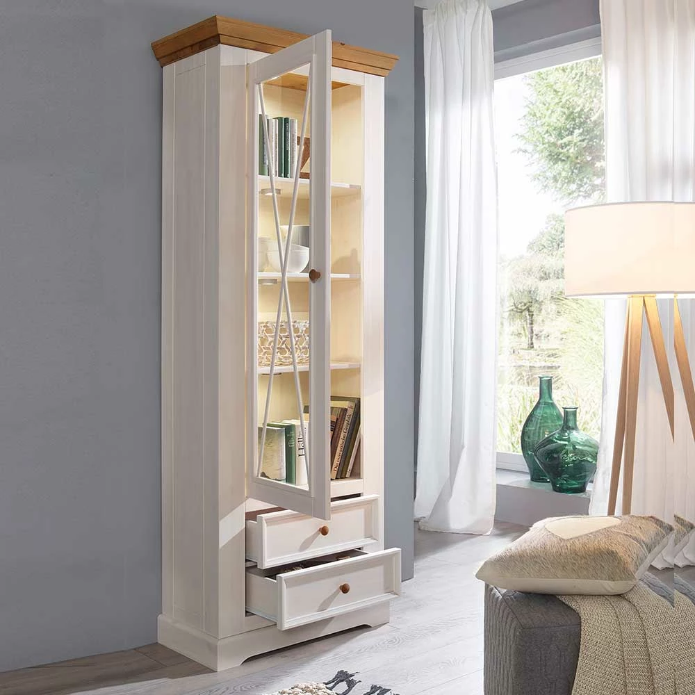 Landhausstil-Vitrinenschrank Elvelina In Weiß – Bild 3