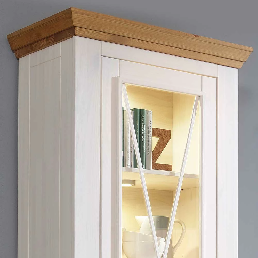 Landhausstil-Vitrinenschrank Elvelina In Weiß – Bild 4