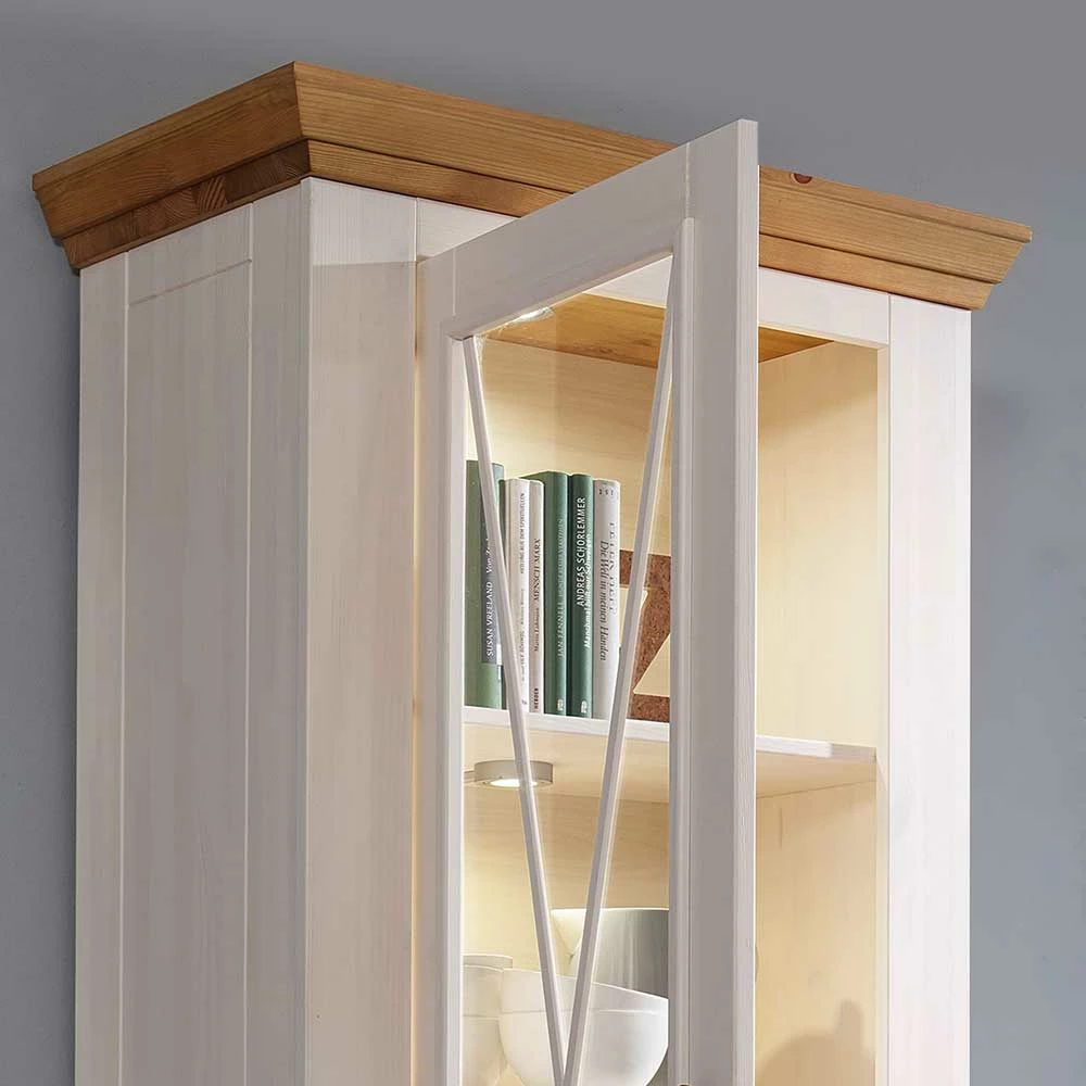 Landhausstil-Vitrinenschrank Elvelina In Weiß – Bild 5