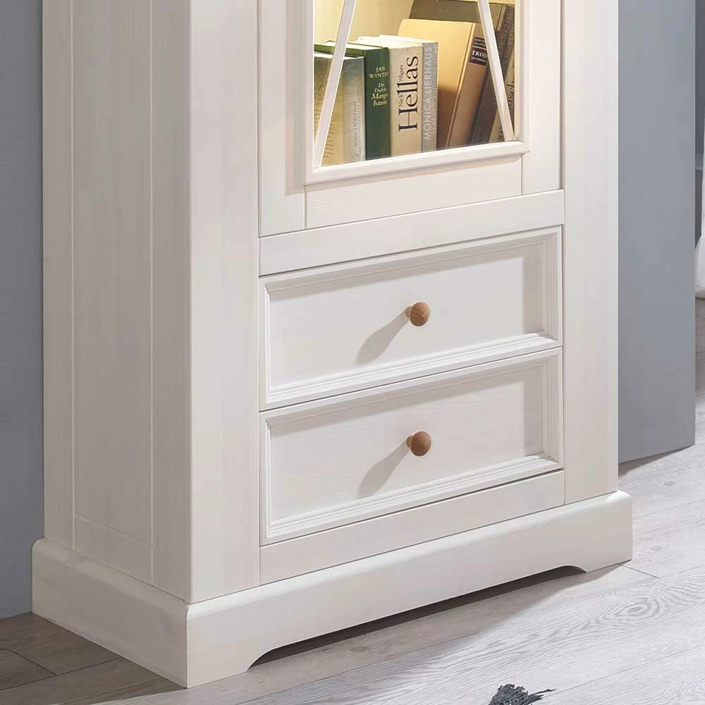 Landhausstil-Vitrinenschrank Elvelina In Weiß – Bild 6