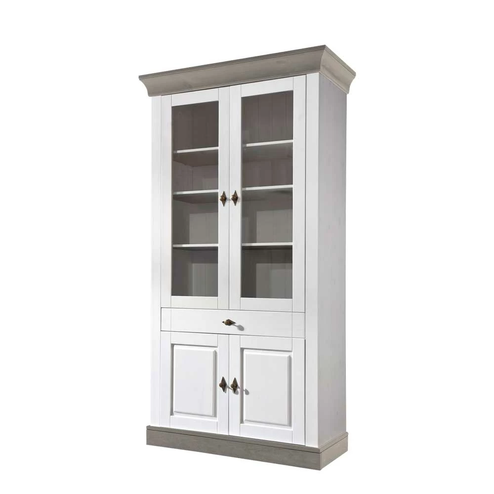 Landhausvitrine Mirandesca In Weiß Grau