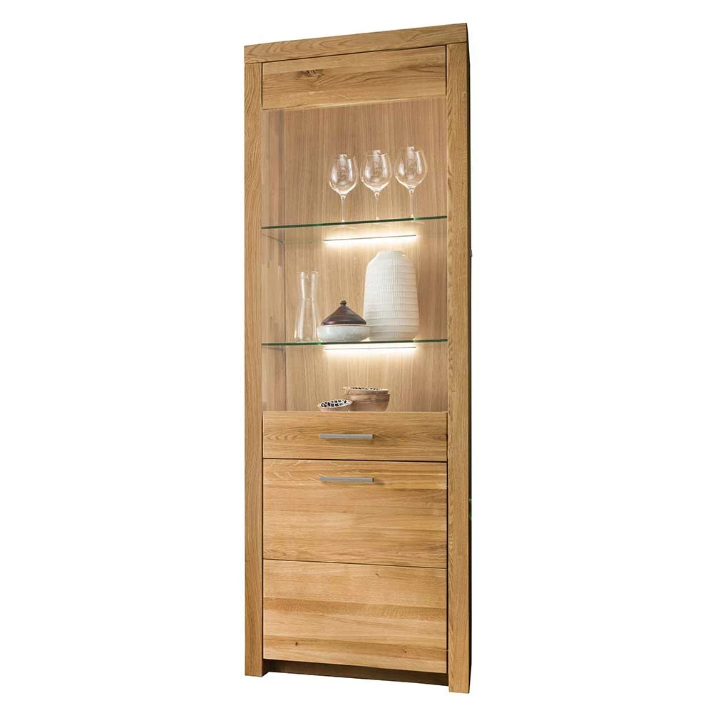 Massive Holzvitrine Aus Geölter Wildeiche - Loitons