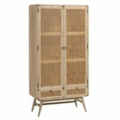 Massiver Holzschrank Mit Rattan Geflecht - Fenzena