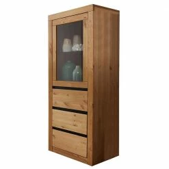 Massiver Kiefernholz Schrank Mit Glastür - Filedria