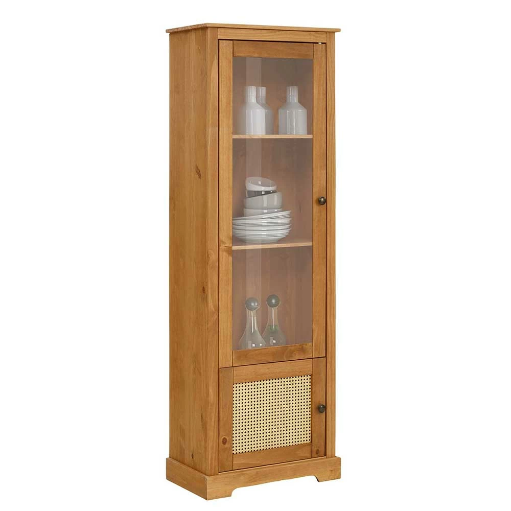 Massivholz Vitrine Mit Geflecht Einsatz - Ailos – Bild 2