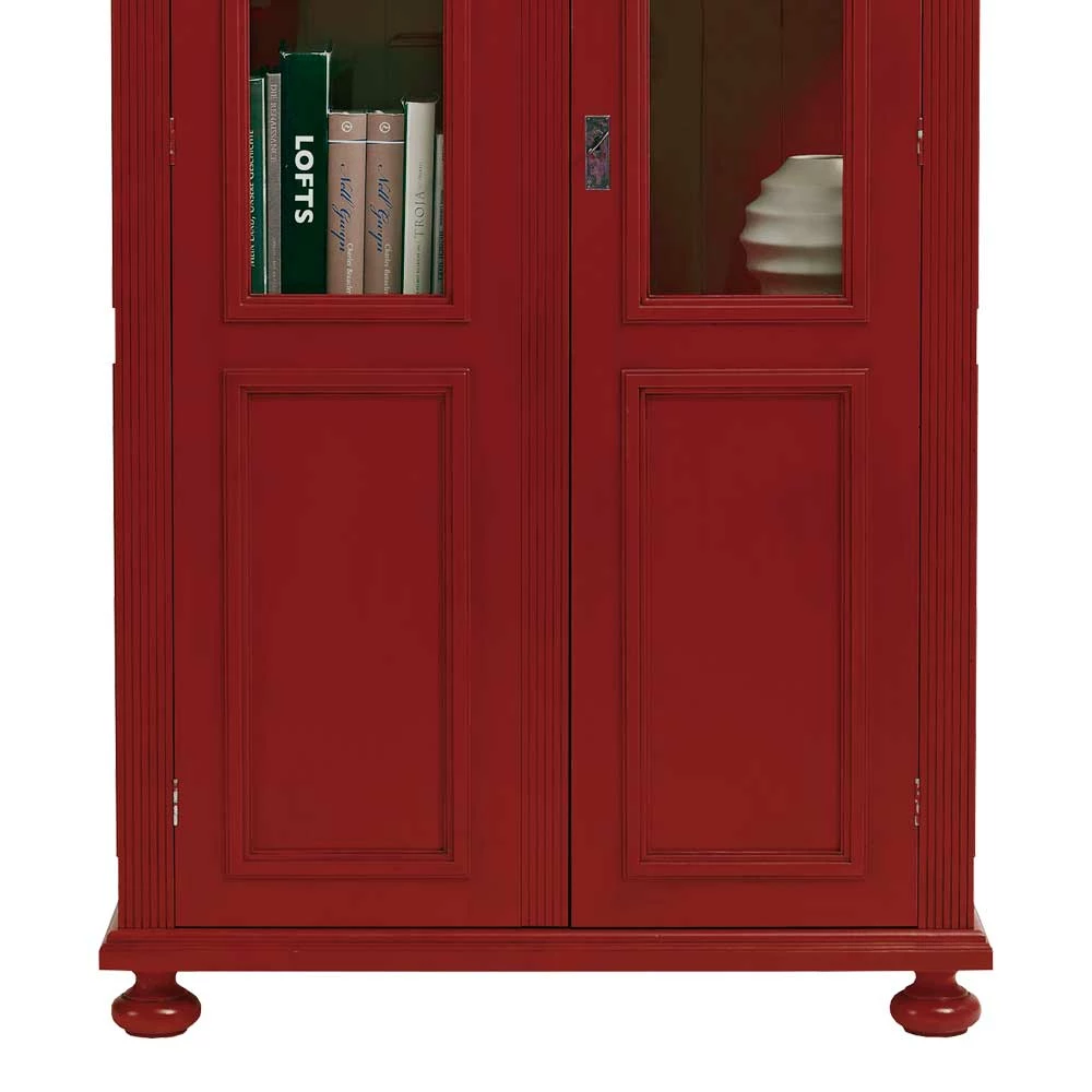 Massivholz Vitrine Maik In Rot – Bild 3