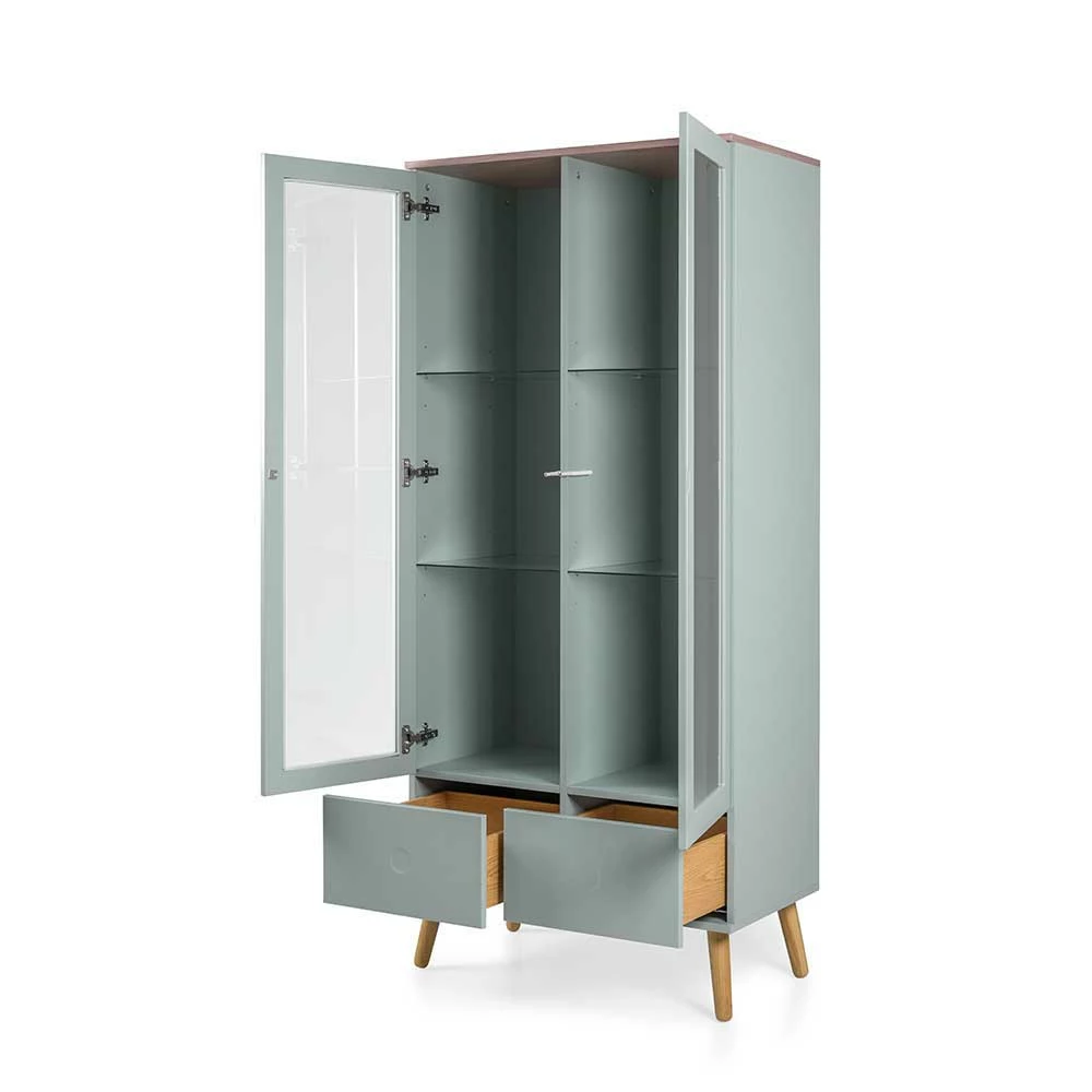 Mid Century Style Vitrinenschrank Akdova In Hellem Grün – Bild 3