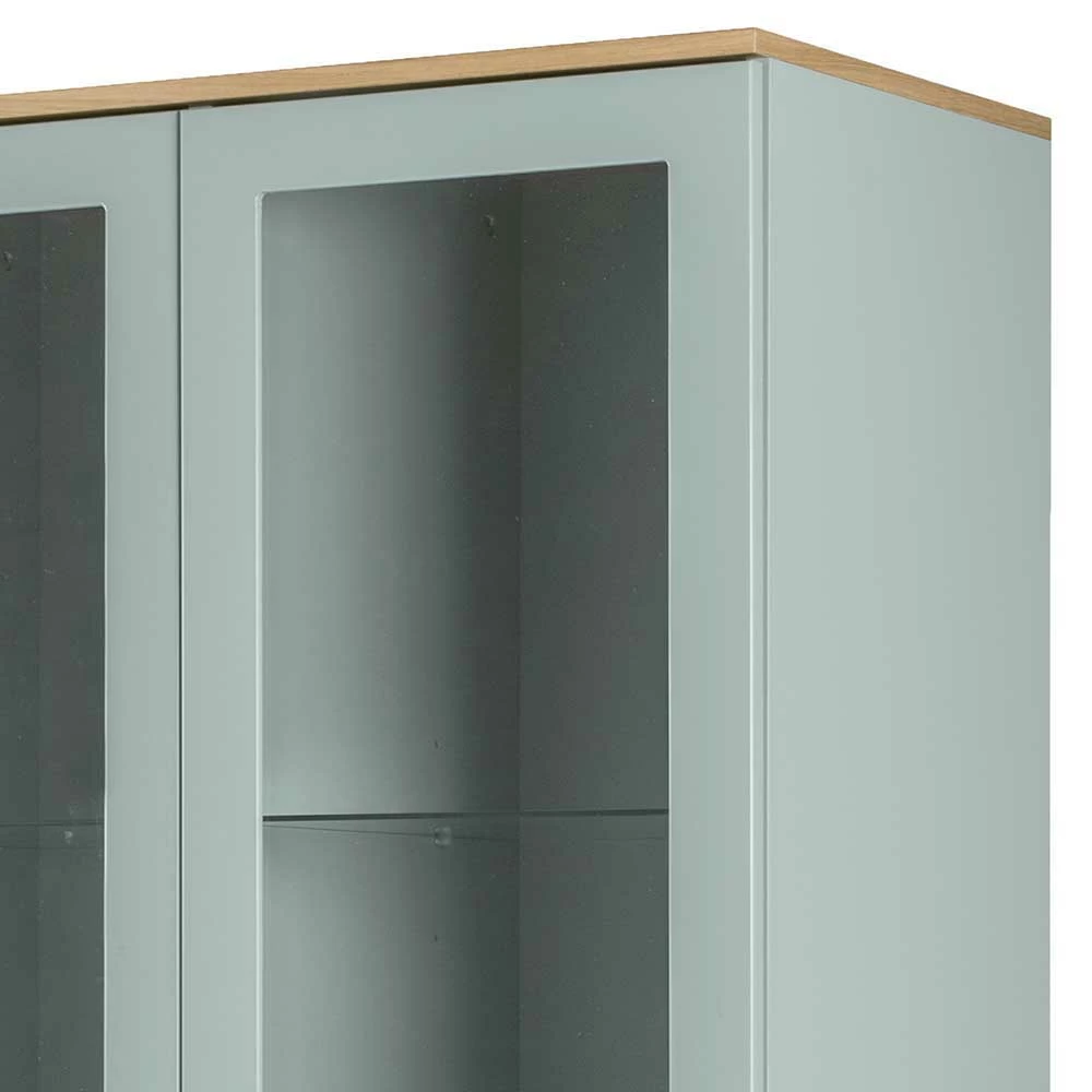 Mid Century Style Vitrinenschrank Akdova In Hellem Grün – Bild 5