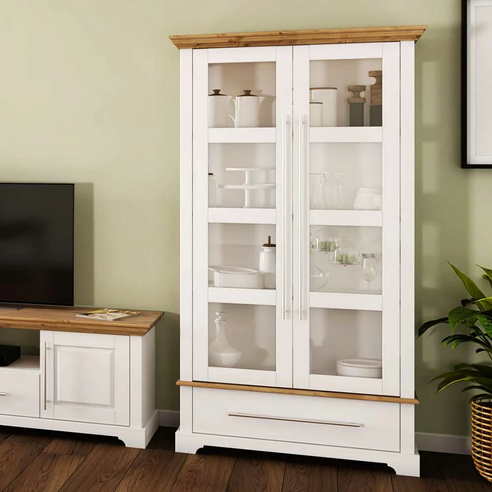 Modern Country Vitrinenschrank Zweifarbig - Eyzaco – Bild 2