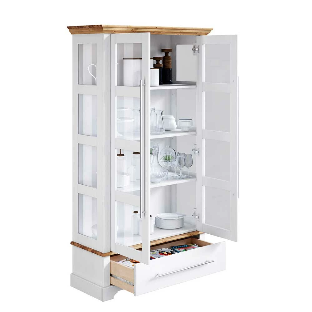 Modern Country Vitrinenschrank Zweifarbig - Eyzaco – Bild 4