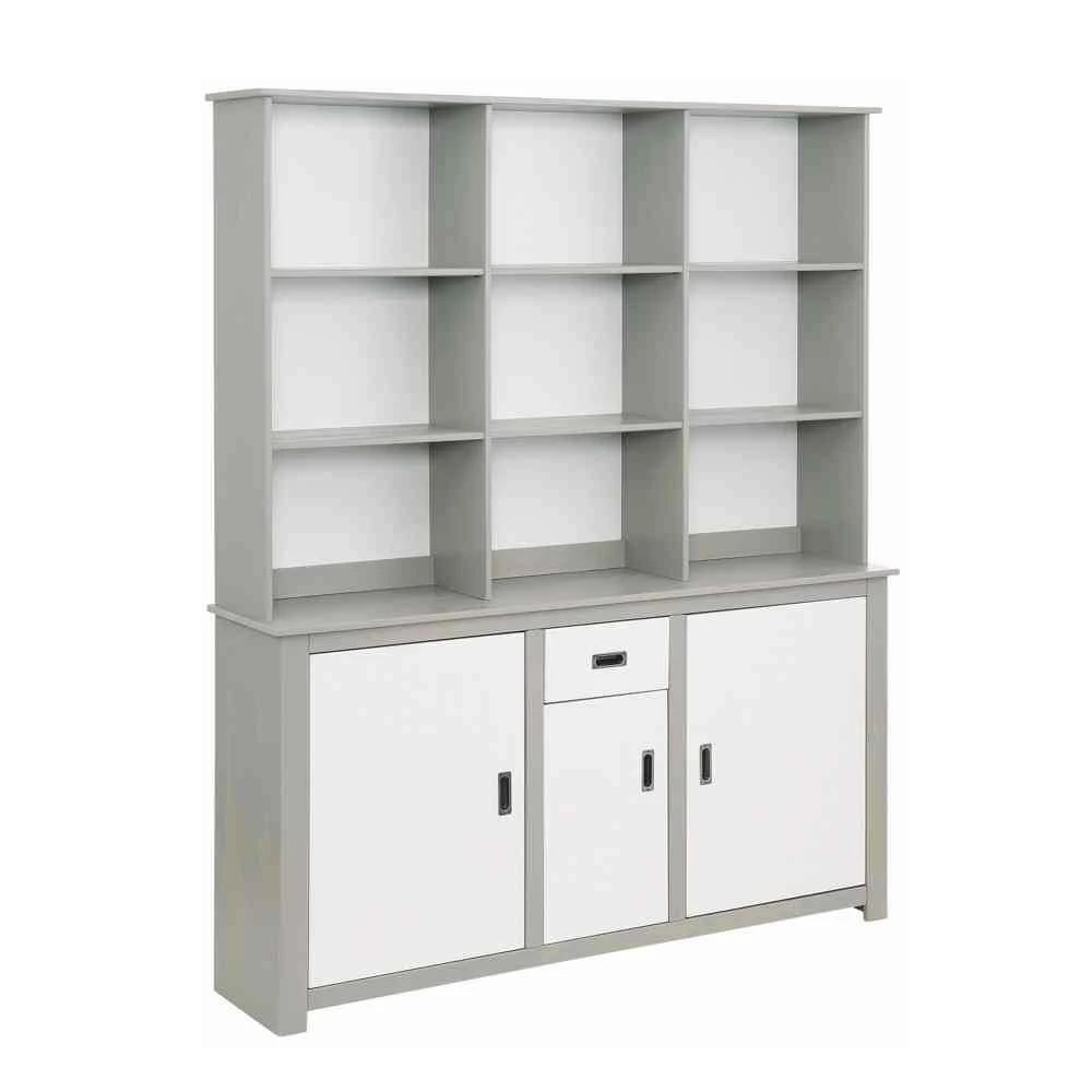 Moderne Anrichte Mit Regal In Weiß & Grau - Lurgeno – Bild 2