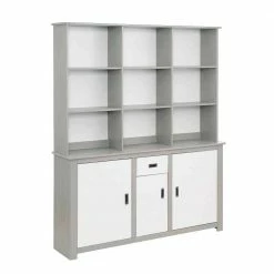 Moderne Anrichte Mit Regal In Weiß & Grau - Lurgeno