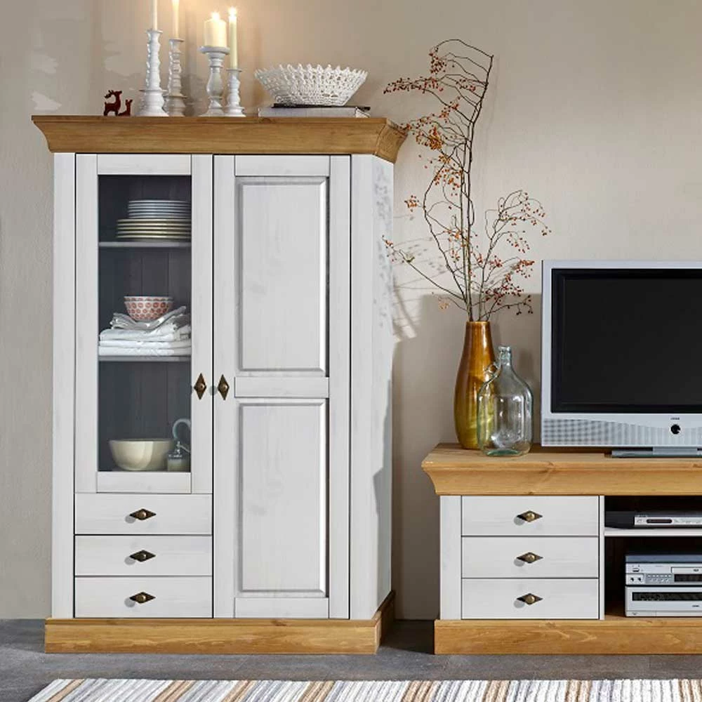 Niedrige Vitrine Sibiuta Im Landhaus Look – Bild 2