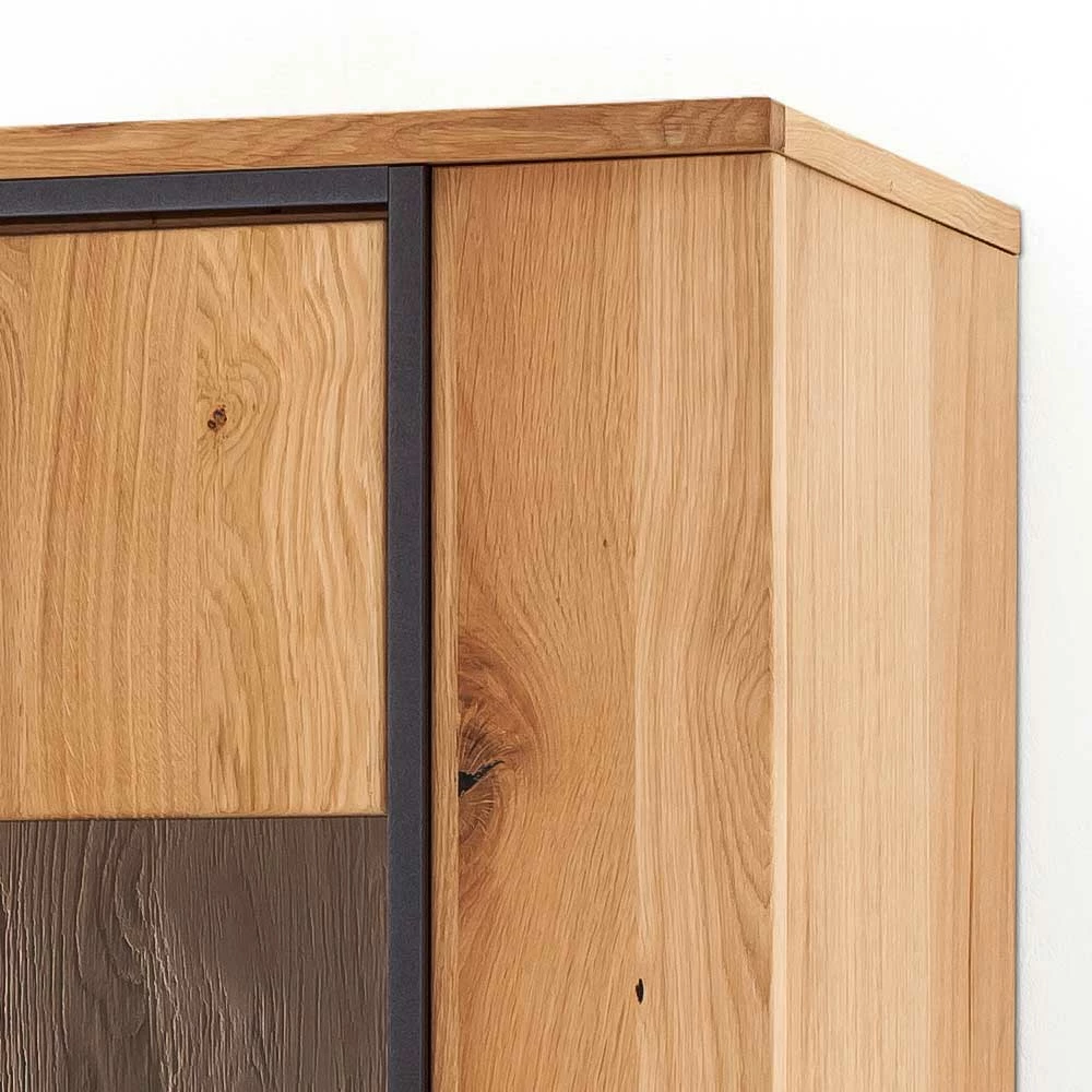 Rustikale Wandvitrine In Asteiche Bianco - Vedreda – Bild 4