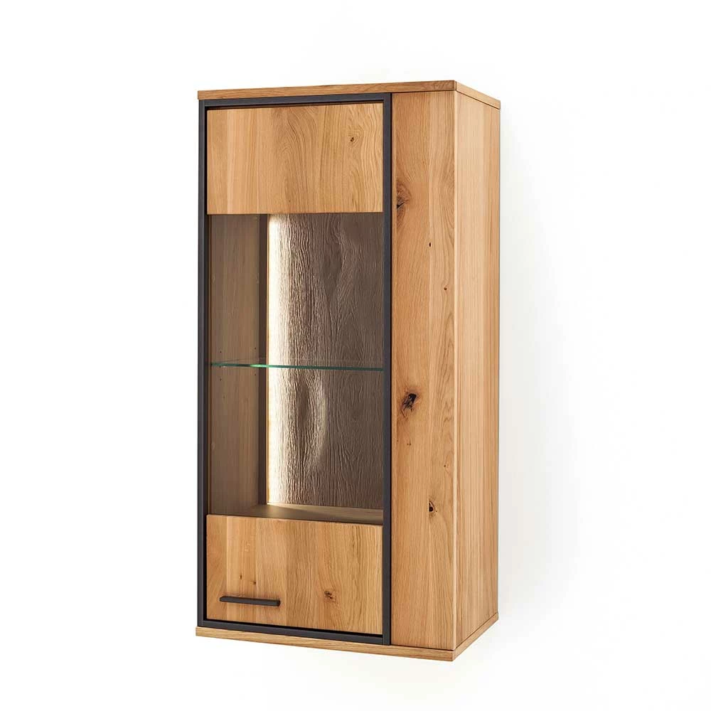 Rustikale Wandvitrine In Asteiche Bianco - Vedreda