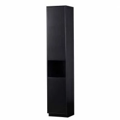 Schmaler Hochschrank In Schwarz Kiefernholz - Niwidus
