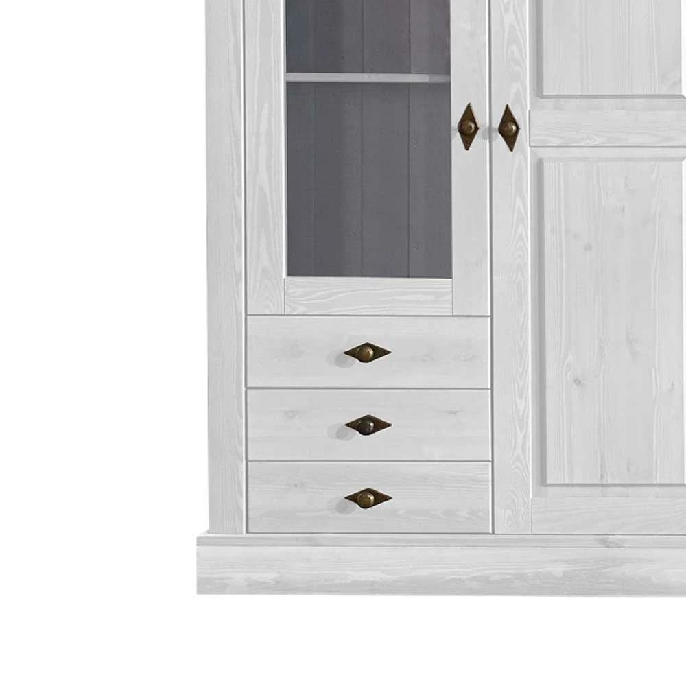 Schrank Vitrine Satumare In Weiß Kiefer Teilmassiv – Bild 4
