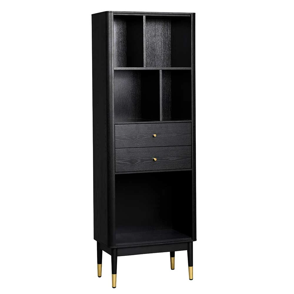 Schwarzes Regal Mit Schubladen 60x170x35 - Orgevia – Bild 2