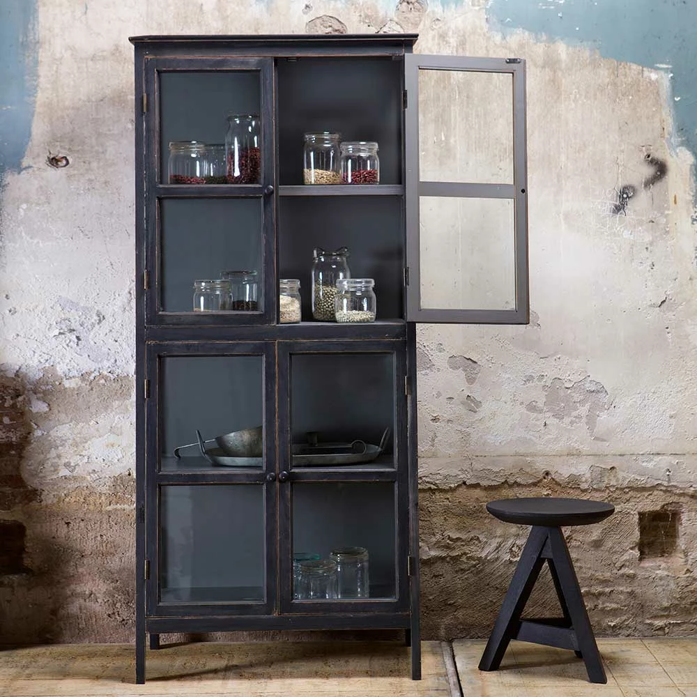 Shabby Chic Vitrine Braccio In Schwarz – Bild 3