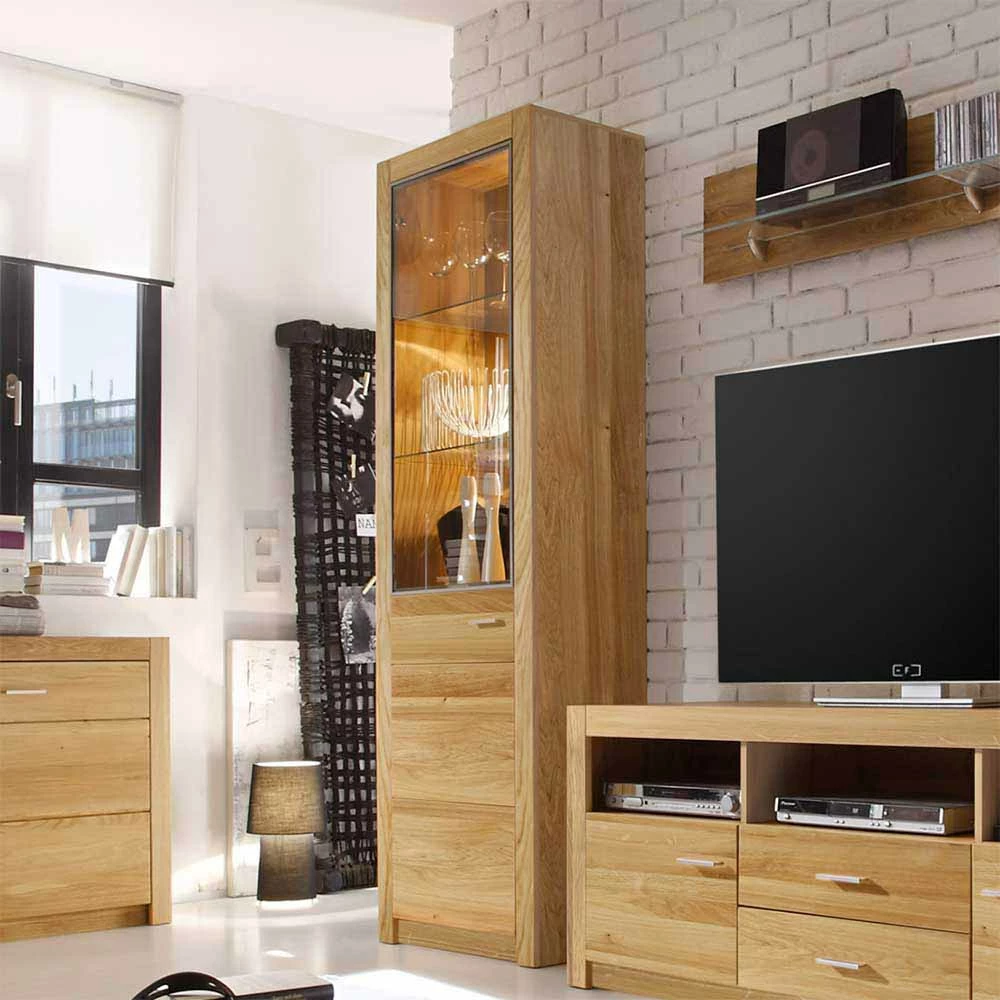 Standvitrine Landuva Aus Asteiche Geölt