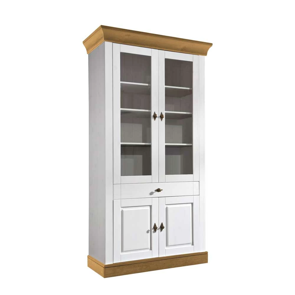 Standvitrine Sibiuta In Weiß Kiefer Teilmassiv – Bild 2