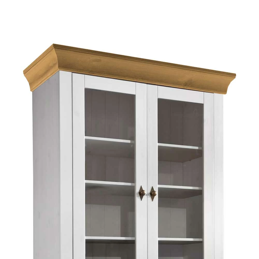 Standvitrine Sibiuta In Weiß Kiefer Teilmassiv – Bild 3