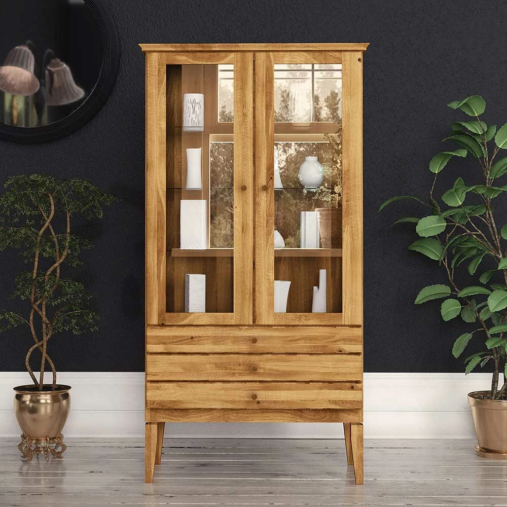 Standvitrine Masdamos Aus Wildeiche Massiv – Bild 4