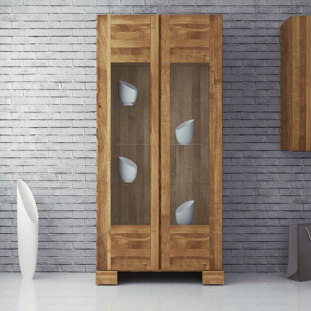 Standvitrine Vaskov Aus Wildeiche Massivholz – Bild 2