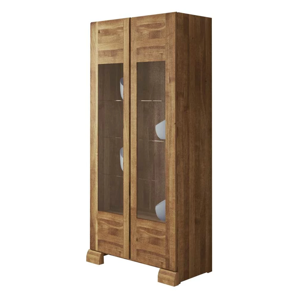 Standvitrine Vaskov Aus Wildeiche Massivholz
