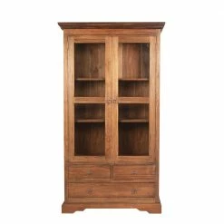 Teakholz Vitrinenschrank Mangato Im Landhausstil
