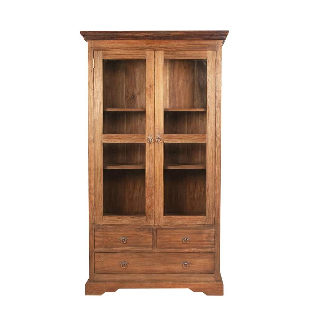 Teakholz Vitrinenschrank Mangato Im Landhausstil