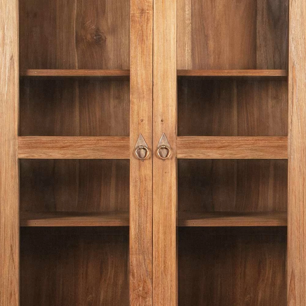Teakholz Vitrinenschrank Mangato Im Landhausstil – Bild 2