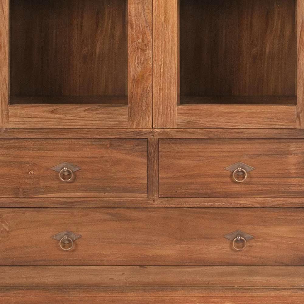 Teakholz Vitrinenschrank Mangato Im Landhausstil – Bild 3