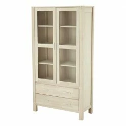 Teilmassive Scandi Vitrine 2-türig & Schubladen - Neclos