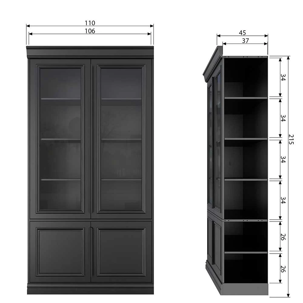 Vintage Vitrinenschrank In Schwarz - Graddos – Bild 3