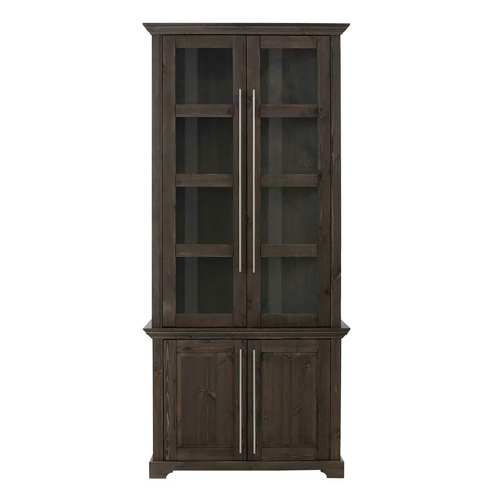 Vitrine Aus Dunkel Lackiertem Kiefernholz - Syvila – Bild 3