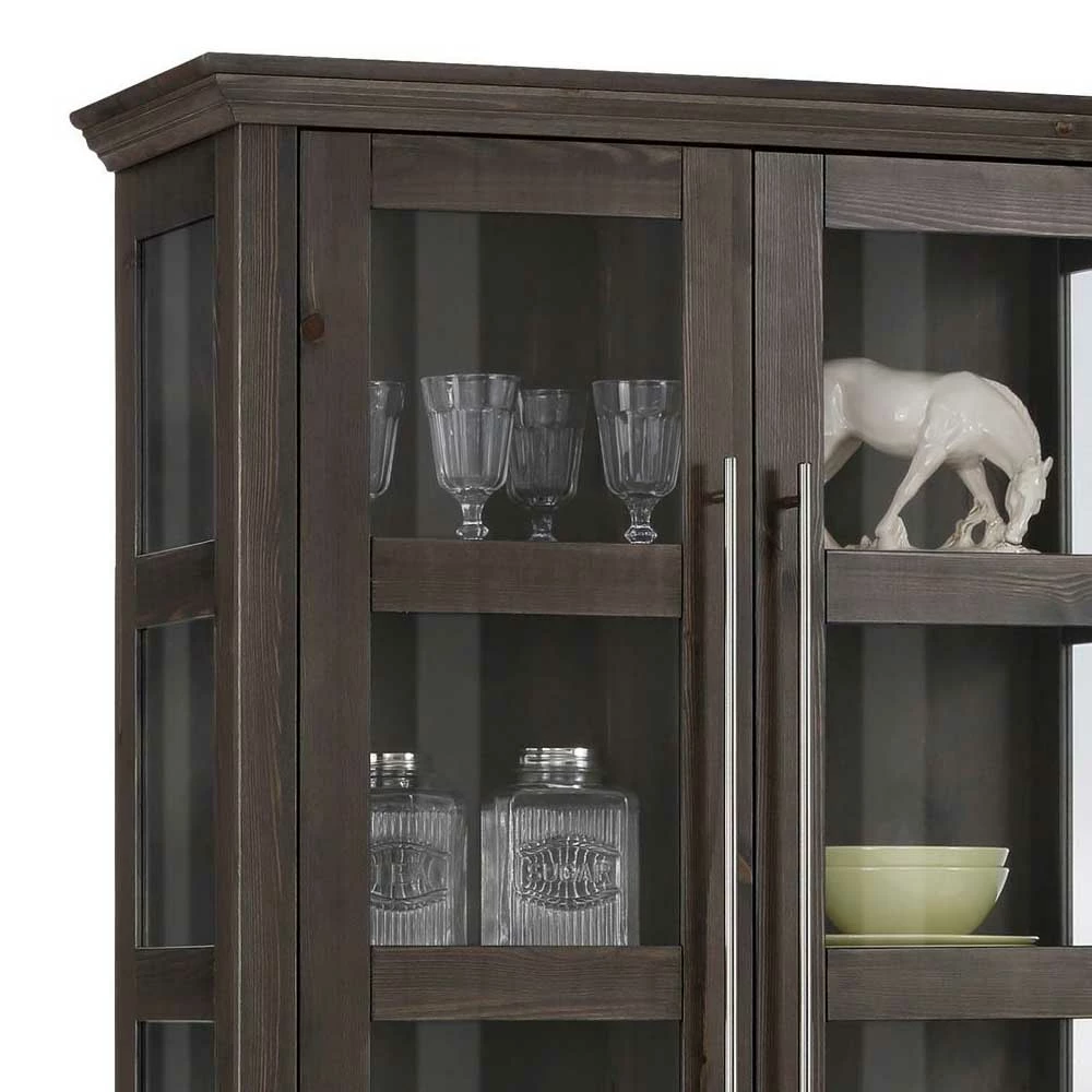 Vitrine Aus Dunkel Lackiertem Kiefernholz - Syvila – Bild 5