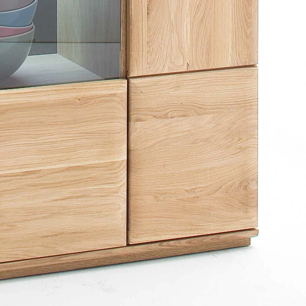 Vitrine Highboard Optional Mit LED Pontros Eiche Bianco Teilmassiv – Bild 4