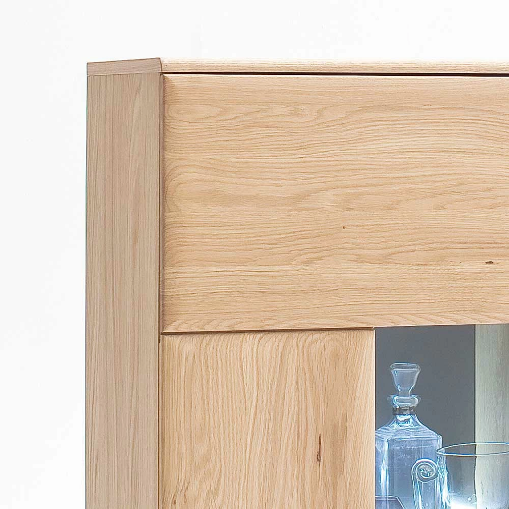 Vitrine Highboard Optional Mit LED Pontros Eiche Bianco Teilmassiv – Bild 5