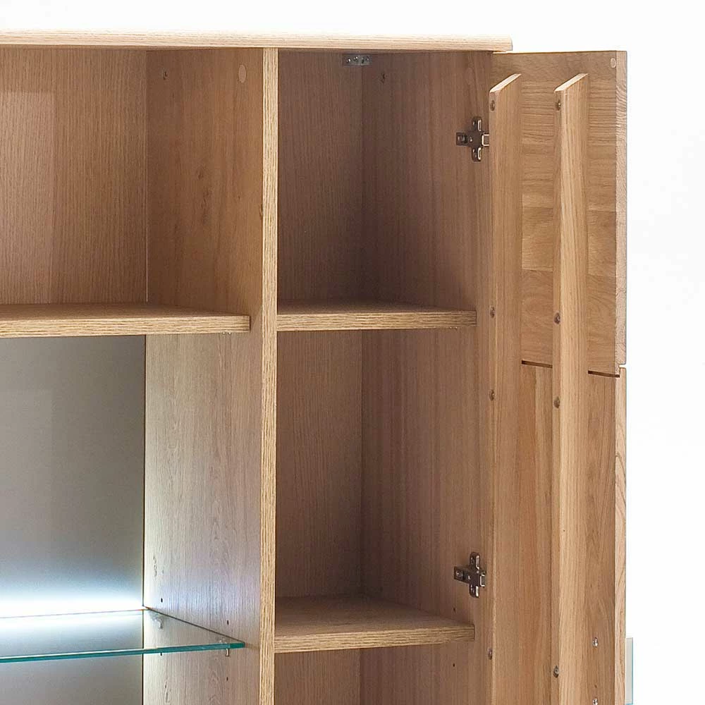 Vitrine Highboard Optional Mit LED Pontros Eiche Bianco Teilmassiv – Bild 6