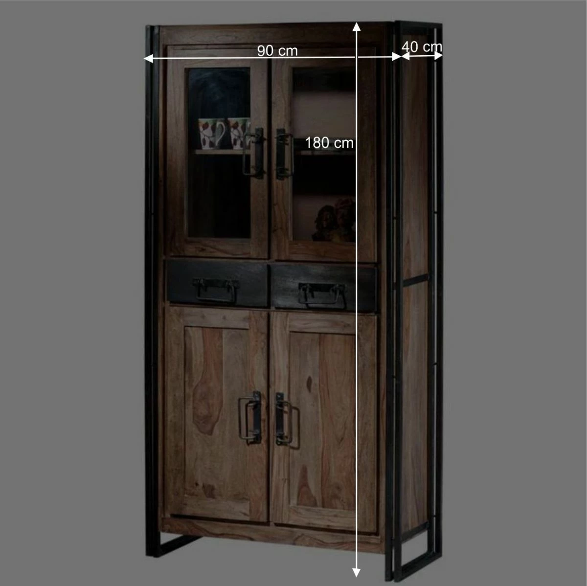 Vitrinenschrank Mendoza Aus Akazie Massivholz – Bild 5