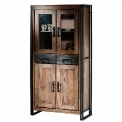 Vitrinenschrank Mendoza Aus Akazie Massivholz