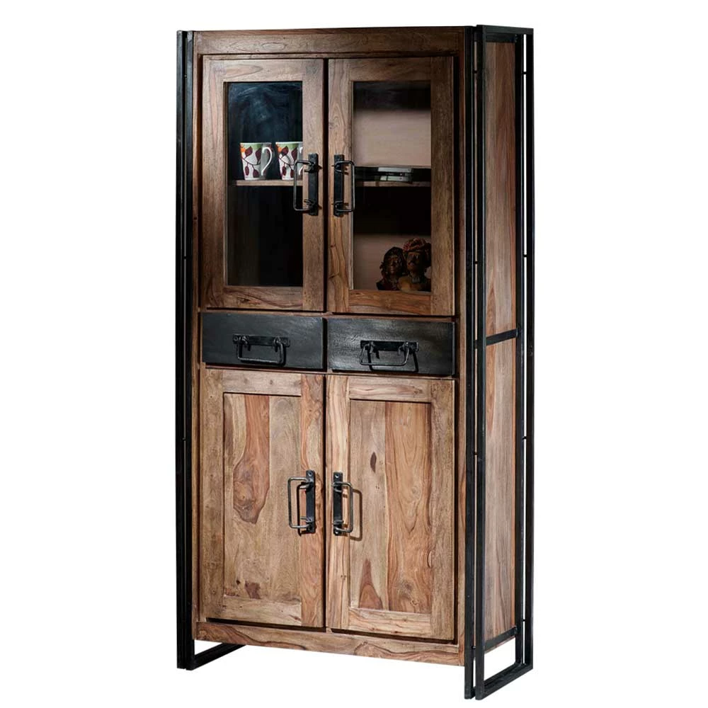 Vitrinenschrank Mendoza Aus Akazie Massivholz