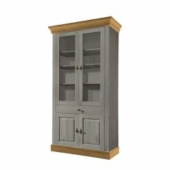 Vitrinenschrank Cempino In Grau Und Natur