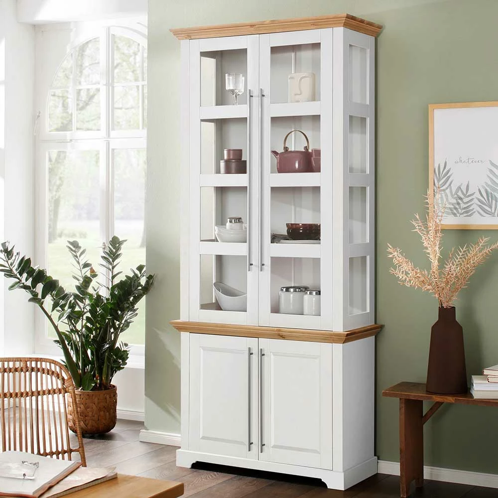 Vitrinenschrank In Weiß Mit Honig - Eyzaco – Bild 2